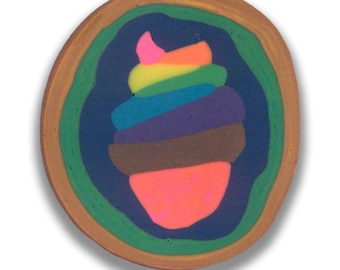 Polymer Clay Cane - Rainbow Ice Cream Cone Silly Milly