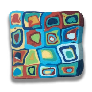 Polymer Clay Cane, Blue and Brown Quilt