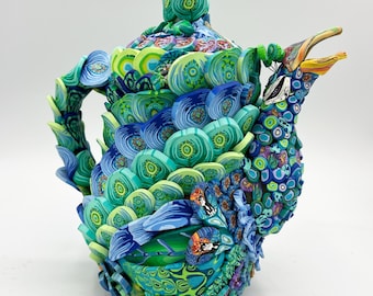 Sea Green Peacock Teapot