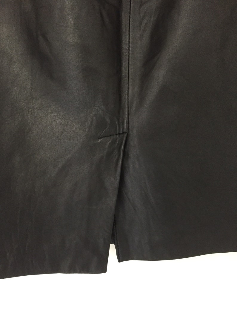 Size 26 Waist Fab Vintage Black Lambskin Knee Length Pencil Skirt