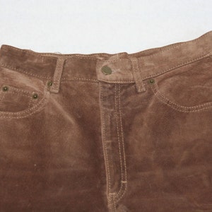 Vintage Upcycled Brown Suede Jean Shorts Size 29 Waist image 1