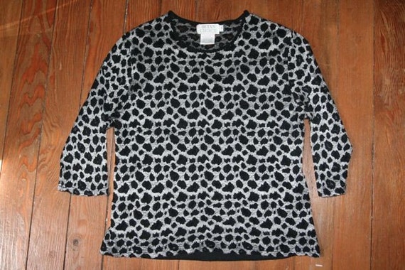 SALE-Sexy Metallic Leopard Print Knit Top- Size M