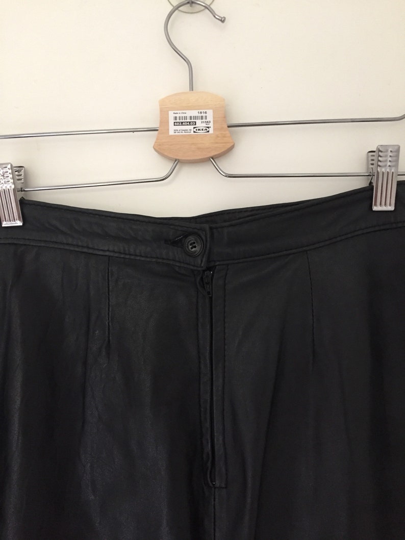 Size 26 Waist Fab Vintage Black Lambskin Knee Length Pencil Skirt