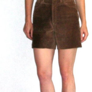 Vintage Upcycled Brown Suede Jean Shorts Size 29 Waist image 2