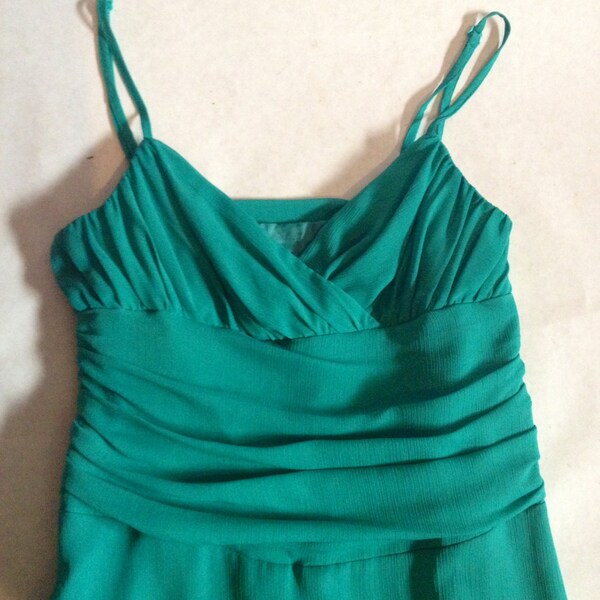 Gorgeous Teal Green Chiffon Ruched Cocktail Dress- Size 4 US