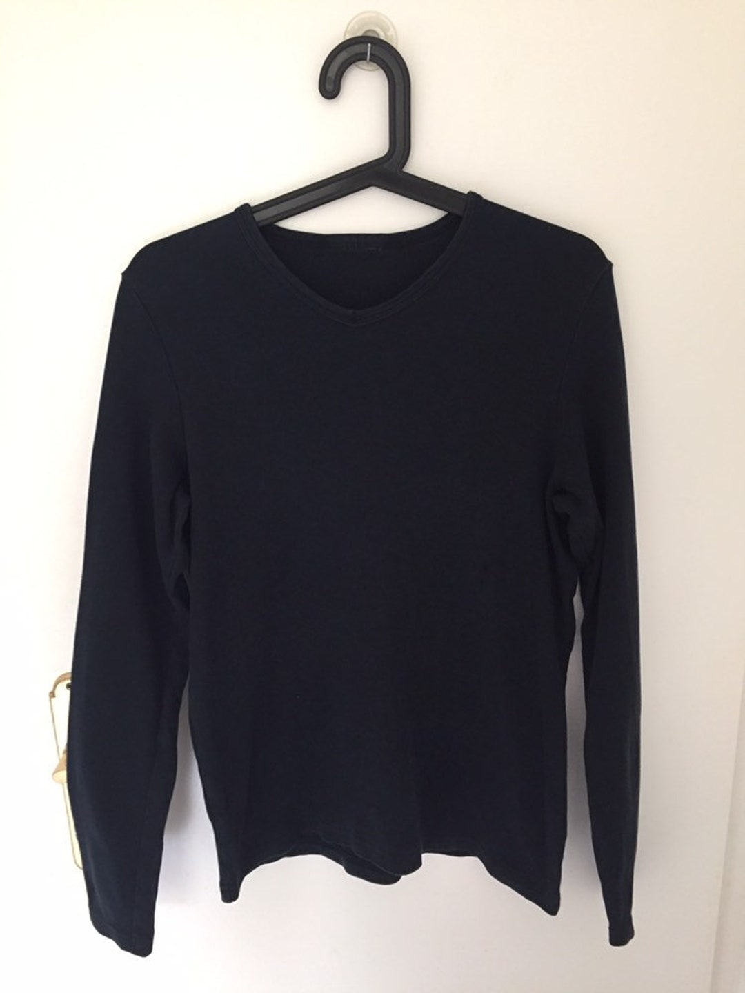 90s Navy Faded Black Long Sleeved Tee Size M - Etsy