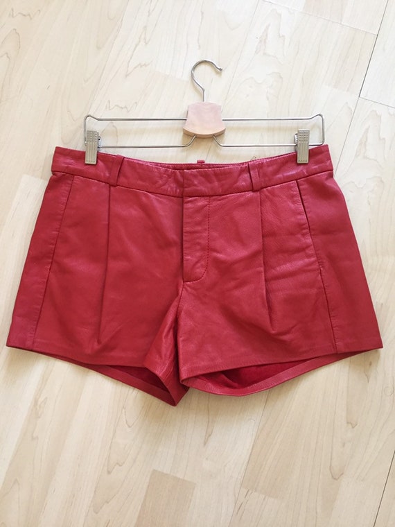 Vintage Red Hot Leather Hot Pants- Size 27