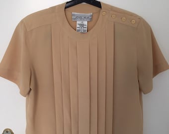 Pretty, Pretty Gold Vintage 80’s Pleated Blouse- Size 8 US Petite