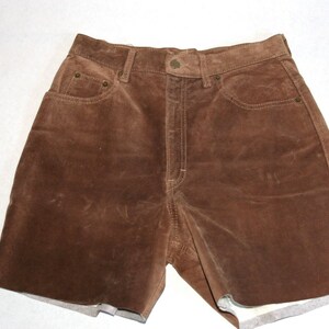 Vintage Upcycled Brown Suede Jean Shorts Size 29 Waist image 3