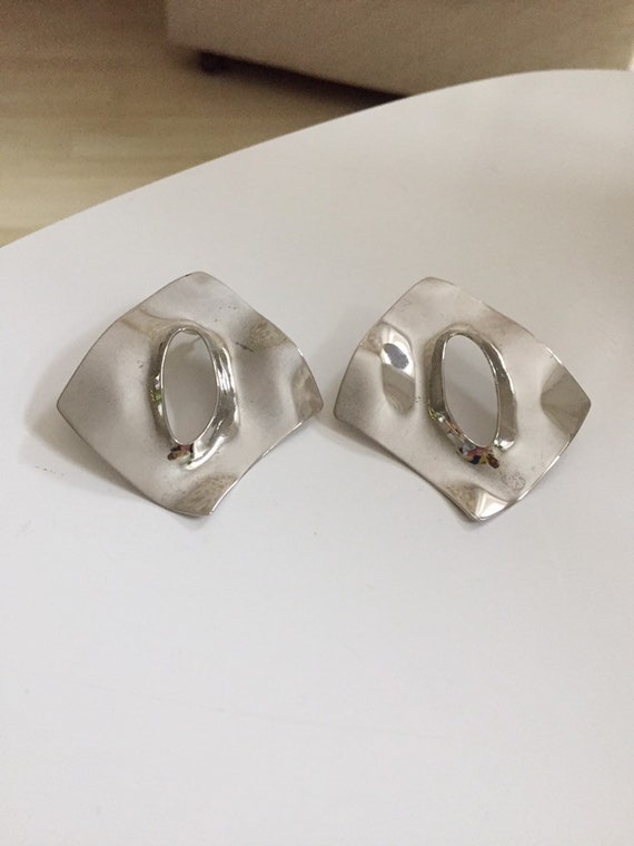 Super Fabulosity Silver 80‘s Statement Earrings- S