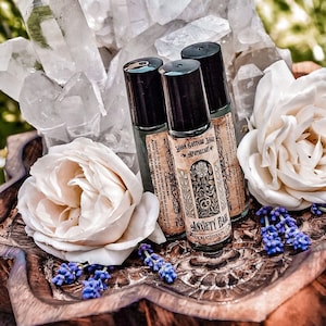 Anxiety Ease Roll On //  Black Tourmaline Crystal // Organic Essential Oil // Ease Tension