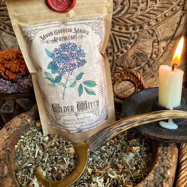 The Elder Witch Tea~ Organic Cold and Flu Tea for the Winter Months ~ Elderberry Tea ~ Elderflower Tea~ Lady Ellhorn~ Winter Tea Kraft Bag