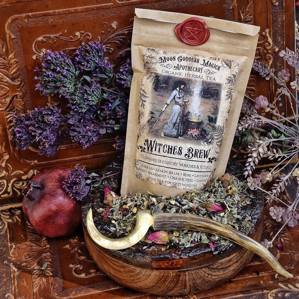 Les sorcières brassent... Thé bio à base de plantes en vrac, sans caféine ~ Thé rituel ~ Tisane ~ Sorcellerie, Païen, Wicca ~ Magie de la déesse de la lune