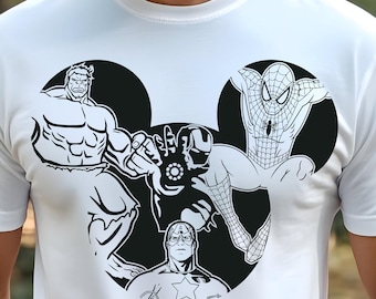 Avengers Maus Kopf SVG Png, Avengers Familienurlaub SVG Png, Geburtstagskind Thema SVG Png, Cricut, Silhouette svg, Avengers T-Shirt svg Png