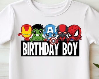 Heroes Birthday Boy Png, Avengers Shirt Png, Birthday Theme Png, Birthday Boy Sublimation, Printable File, Superheroes Kids Png, Heroes Kids