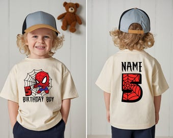Personalisierter Spidey Boy Geburtstag svg Png, Benutzerdefinierter Name Spider Man Shirt Design