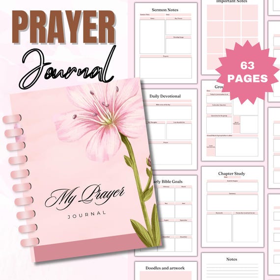 Bible Study Guide | Printable Prayer Journal & Gratitude Journal | Digital Reflection Notes PDF | Daily Prayer Planner | Daily Devotions