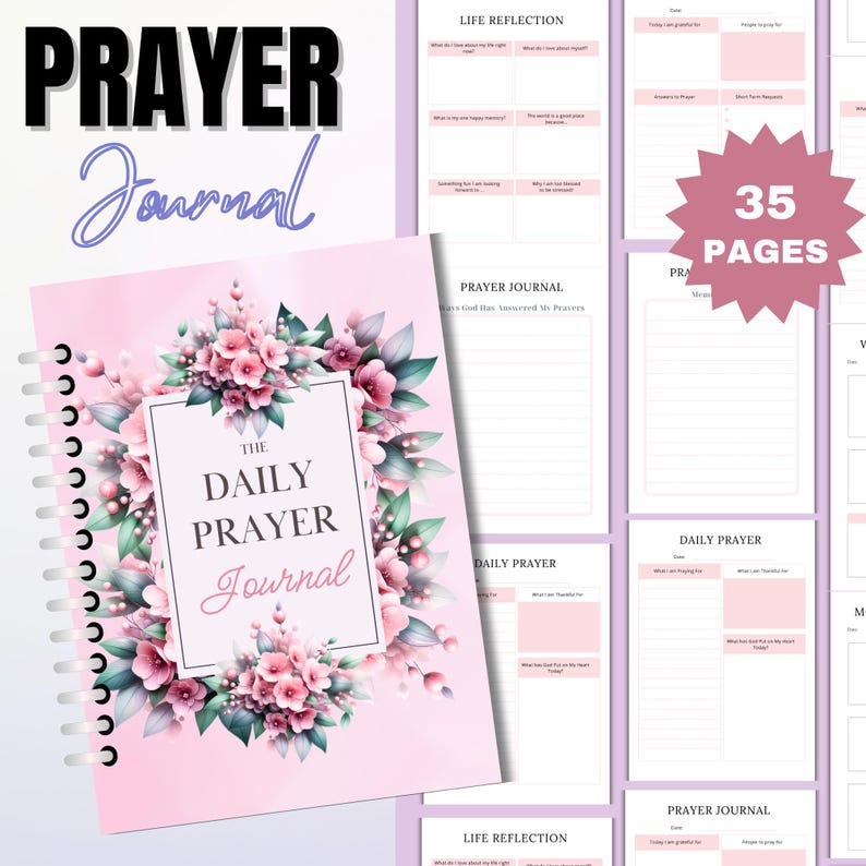 Bible Study Guide | Prayer Journal Printable | Digital Reflection Notes PDF | Daily Gratitude Planner & Study Tool | Daily Devotion Planner