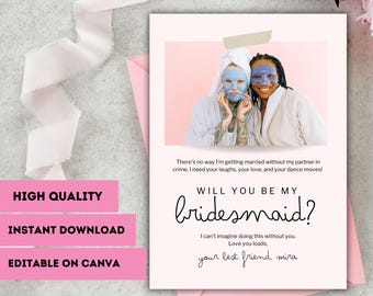 Bridesmaid Proposal Card Template | Maid of Honor Card | Will You Be My Matron of Honor | Weddings | Maid of Honor Proposal