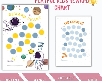 Kinder Belohnungstabelle, Lustig Bunt Verspielt A4 Druckbare Motivationstabelle für Kinder, Engagierende Töpfchen Inspiration, Positive Verstärkung
