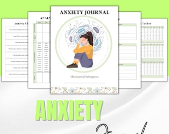 Diario de ansiedad / Planificador de salud mental / Rastreador digital del estado de ánimo / Diario de autocuidado / Plantilla editable de 24 páginas A4 / Plantillas para aliviar el estrés