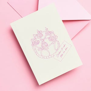 Carte d'anniversaire Coquette Cake illustrée à la main pour elle