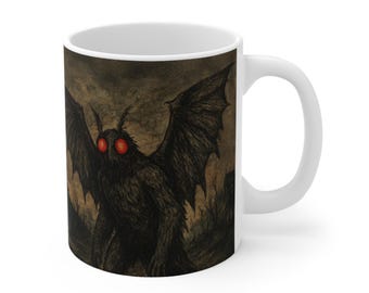 Mothman Mug - Cryptid Coffee Cup - Creepy Folklore 11 oz. Ceramic Mug