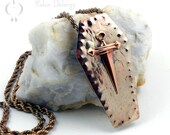 Gothic COFFIN Lid Casket Secret Compartment Stash Pendant Necklace Hammered Nickel Brass Medieval Metalwork P0035 Robin Delargy LooLoo's Box