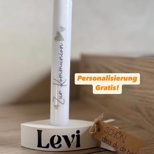 Kommunion | Kerze | Tischdeko | Gastgeschenk | Fisch | personalisieren | Konfirmation | Kerzenhalter | Taufe | Sitzplatz | Tischkarte
