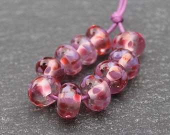 Violet Fire Purple & Pink  Lampwork Glass Beads, Handmade Glass Beads, UK Lampwork, SRA