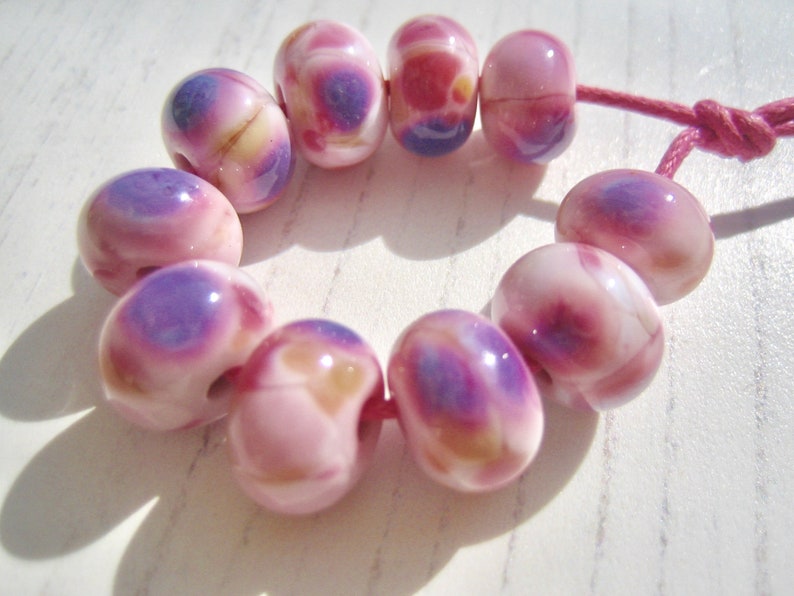 Pink and Purple Frittie Lampwork Beads UK Seller UK Lampwork SRA