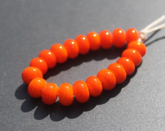 Orange Lampwork Glass Spacer Beads x 20 , SRA, UK Lampwork, Handmade Glass Beads, Jewellery Making, Jewelry Making