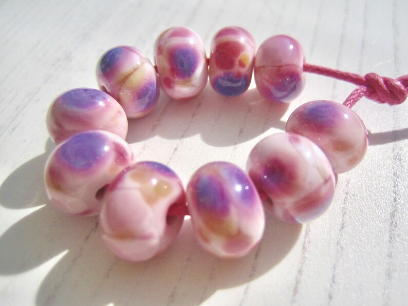 Pink and Purple Frittie Lampwork Beads UK Seller UK Lampwork SRA