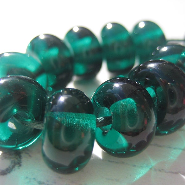 Galapagos Teal Green Lampwork Glass Spacer Beads, SRA, UK Seller, UK Lampwork - Made to Order