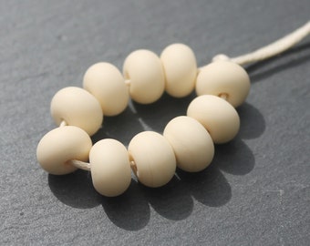 Frosted Ivory Lampwork Spacer Beads, SRA, UK Lampwork, Handmade Glass Beads, Jewellery Making, Jewelry Making