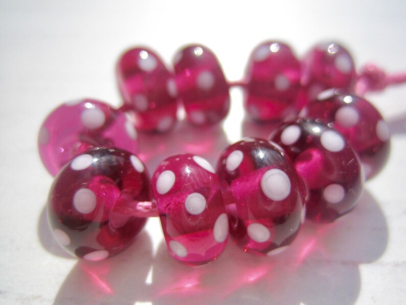 UK Lampwork SRA UK Seller Pink and Purple Frittie Lampwork Beads