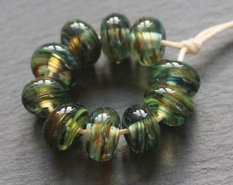 Swamp Thing Lampwork Glass  Beads, Handmade Glass Beads, UK Lampwork, SRA