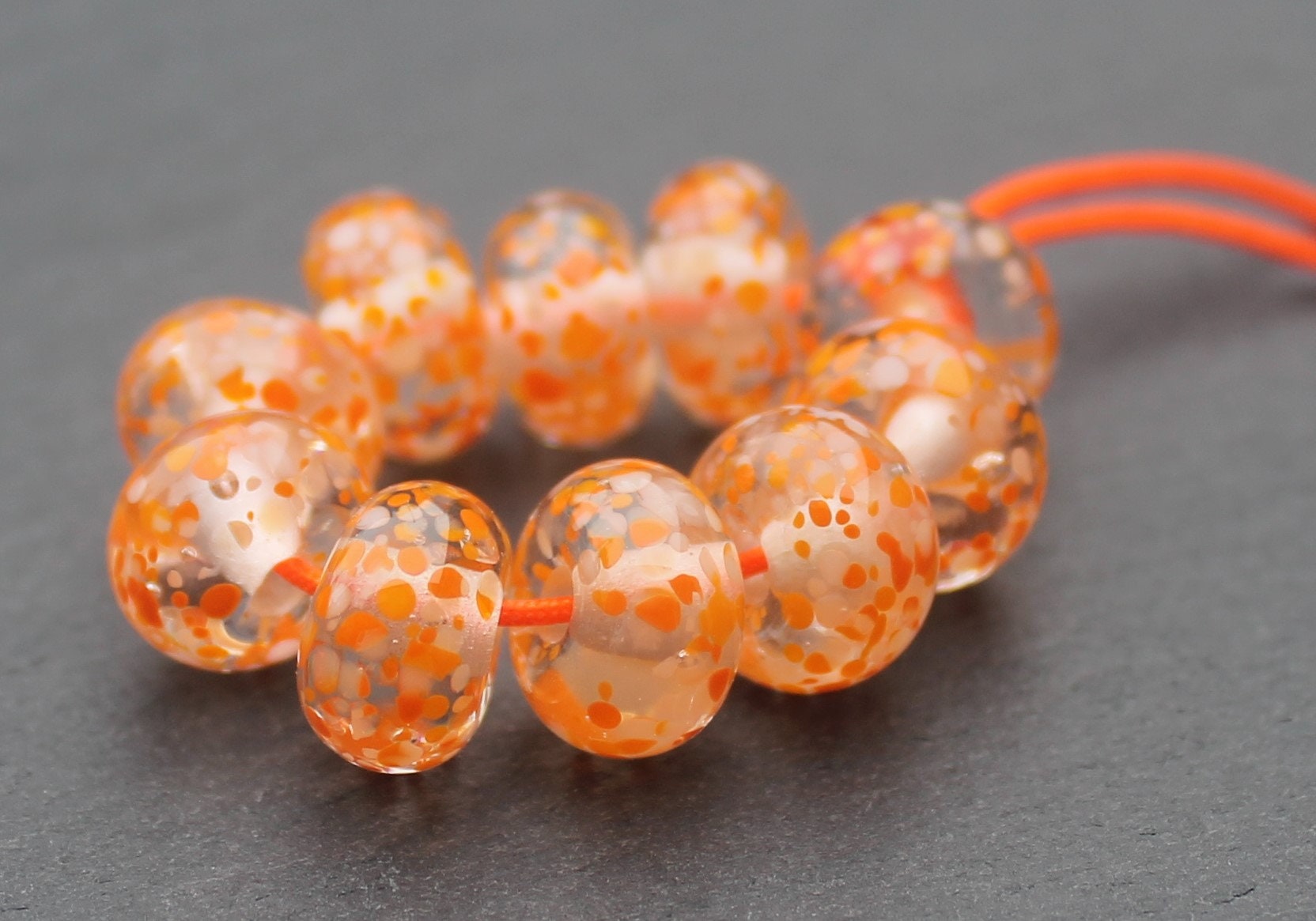 Orange Sorbet Frittie Lampwork Beads, SRA, UK Lampwork, Handmade Glass  Beads, Jewellery Making 