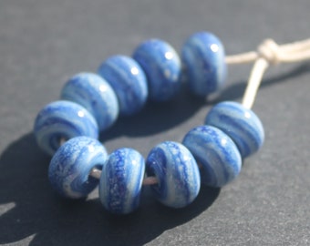 Dark Blue Seas Lampwork Glass Spacer Beads, Handmade Glass Beads, UK Lampwork, Jewellery Making, Jewelry Making