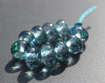 Delicate Peacock, Lampwork Glass Beads, Handmade Glass Beads, UK Lampwork, Jewellery Making, Jewelry Making