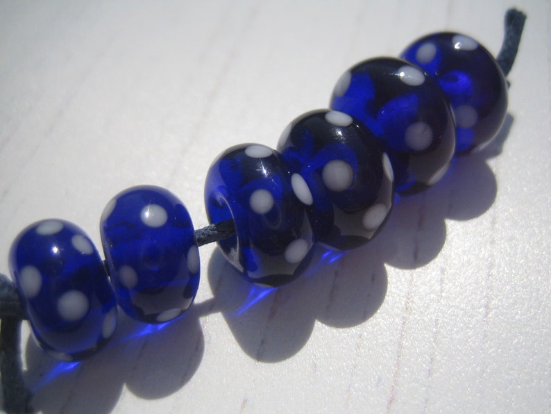 Bundle of 24 Blue and Ivory Lampwork Glass Beads UK Lampwork SRA UK Seller