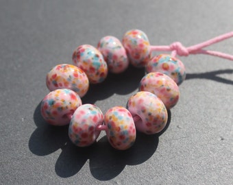 Pink Confetti Fritties Lampwork Glass Beads, Handmade Glass Beads, SRA, Jewellery Making, Jewelry Making