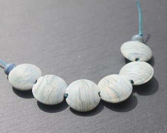 Sea Mist Lentils  Lampwork Glass Spacer Beads, Handmade Glass Beads, UK Lampwork, Jewellery Making, Jewelry Making