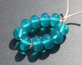 Consuelo Opal Teal Lampwork Glass Spacer Beads, Handmade Glass Beads, UK Lampwork, Jewellery Making, Jewelry Making