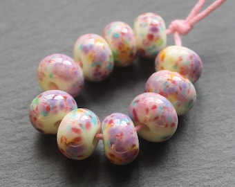 Mystic Blossoms Lampwork Glass Beads, Handmade Glass Beads, UK Lampwork, Jewellery Making, Jewelry Making