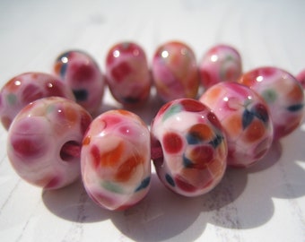 Gypsy Skirts, Pink Frittie Lampwork Glass Beads, SRA, UK Lampwork, Handmade Beads