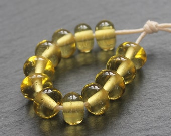 Kelp Lampwork Glass Spacer Beads x 12, Handmade Glass Beads, UK Lampwork, Jewellery Making, Jewelry making
