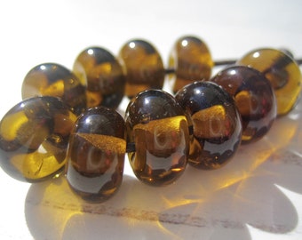 Warm Maple Brown  Lampwork Glass Spacer Beads, SRA, UK Seller, UK Lampwork