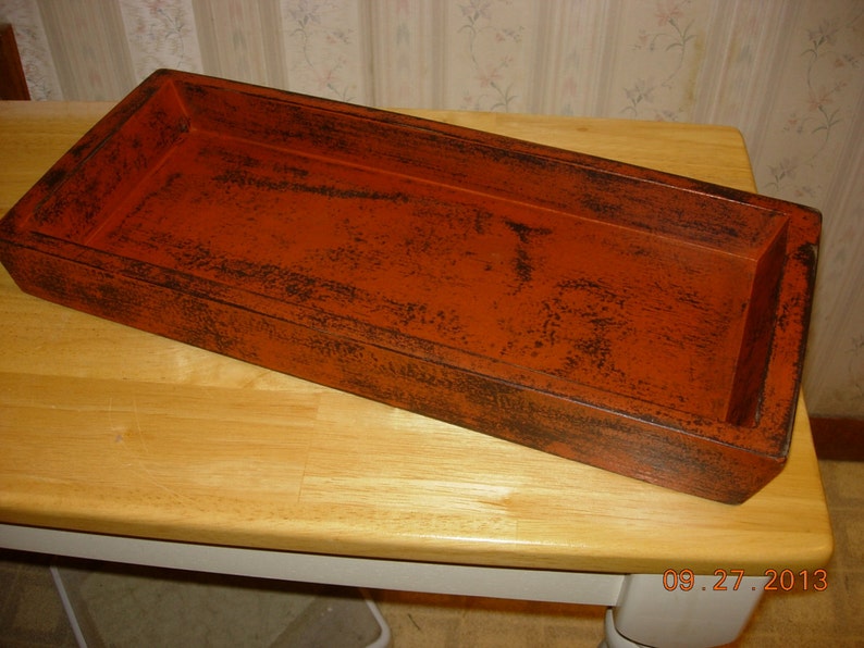Primitive Wood Candle / Toilet Cover Tray Home Decor Made to Order Color choice image 3