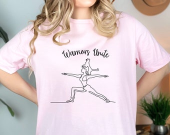 Warrior Woman Yoga T-shirt, Yoga Cat, Woman and Cat Yoga T-shirt, Gift for her, Cat Lovers Tshirt, Gift for Friend, Warrior shirt
